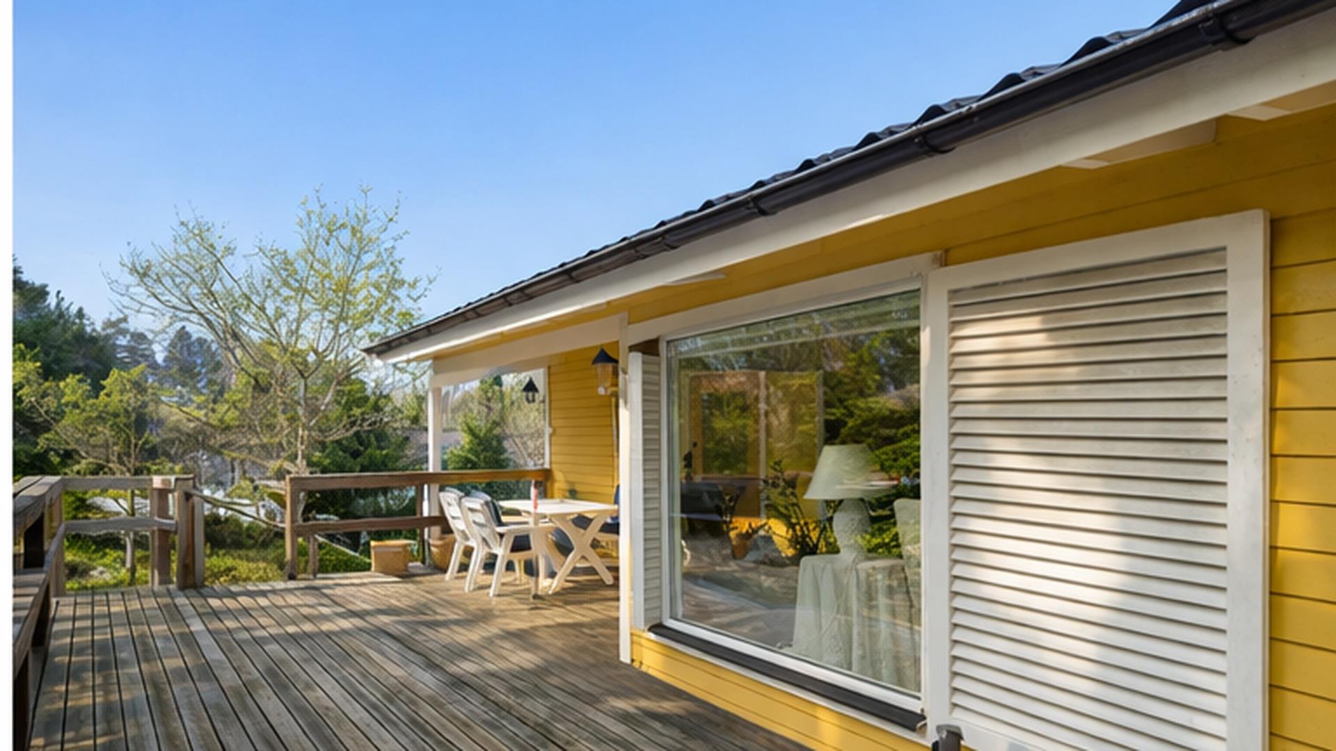 Trivsamt hus med braskamin, stor uteplats, rymligt garage och endast några hundra meter till vattnet