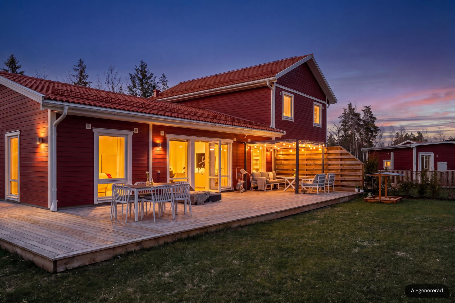 Välplanerat parhus i 1-plan med stor uteplats och gräsytor i soligt läge!