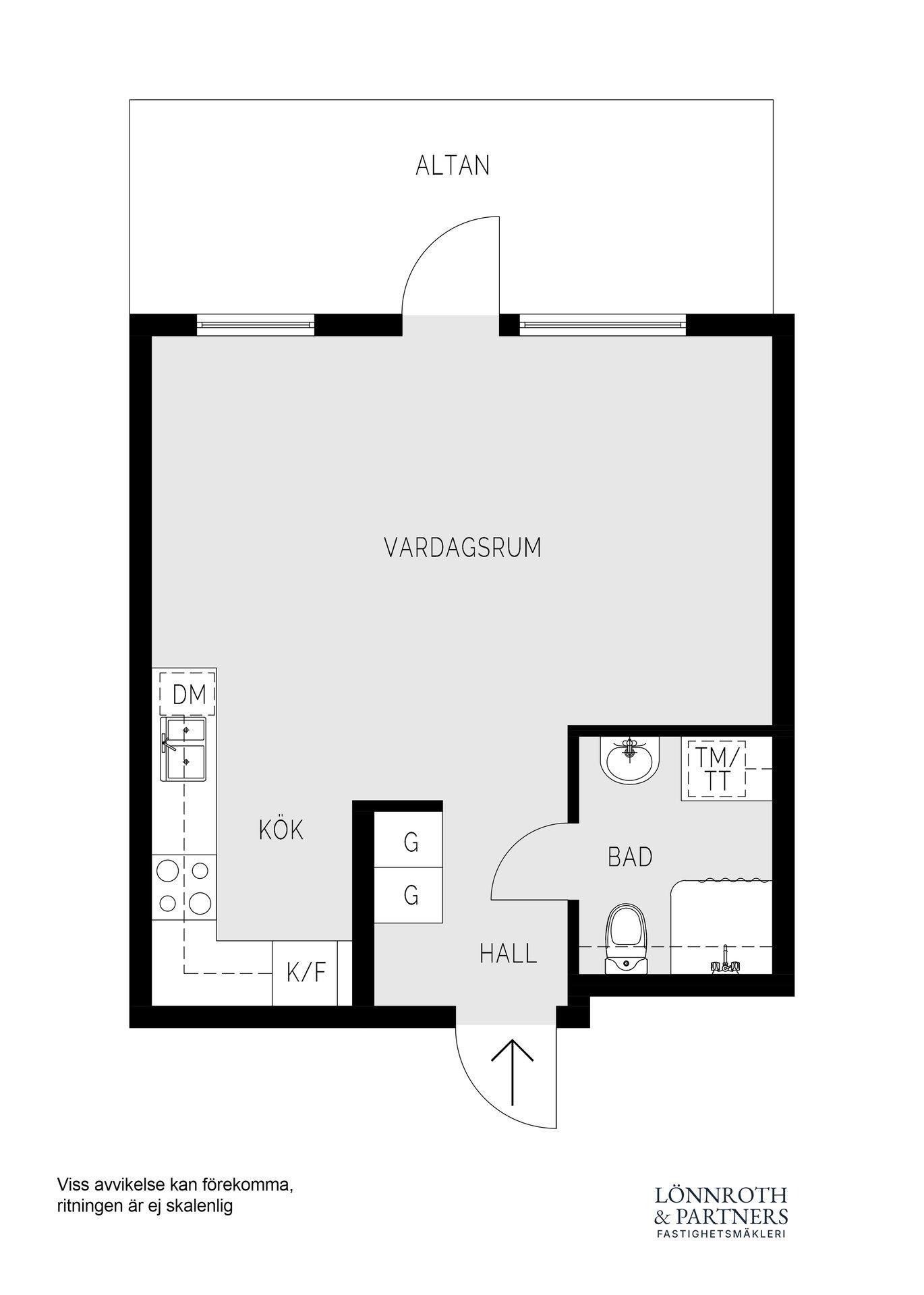 Välplanerad 1:a med stor uteplats mot vacker innergård!